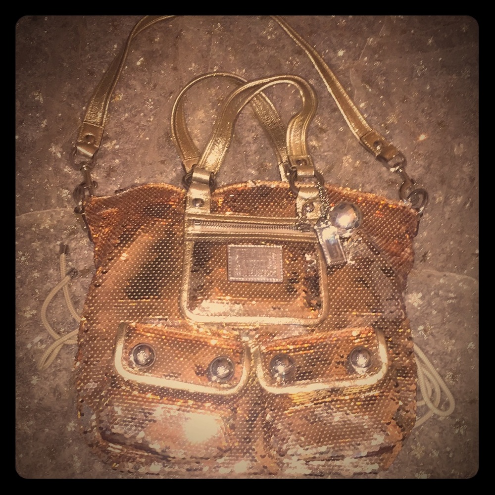Coach gold sequin purse